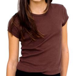 American Apparel Youth Brown Cap-sleeve Baby Rib Cotton Tee