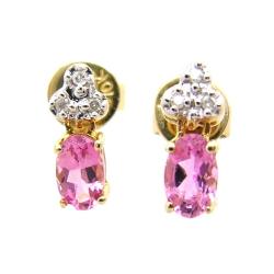 D'sire 10k Yellow Gold Pink Tourmaline Diamond Accent Stud Earrings