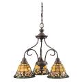 Tiffany-style 3-Light Bronze Chandelier