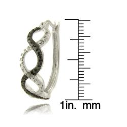 Sterling Silver Diamond Accent Black and White Infinity Hoop Earrings