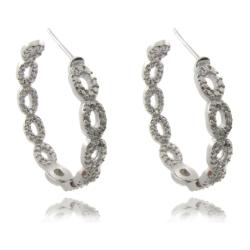 Sterling Silver 1/10ct TDW Diamond Teardrop Hoop Earrings (I-J, I2-I3)