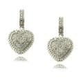 Sterling Silver Diamond Accent Heart Dangle Earrings