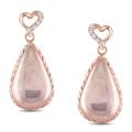 Pink-plated Mada Rose Quartz and Cubic Zirconia Dangle Earrings (40ct TGW)