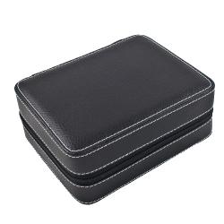 Compact Soft Black 4-Watch Travel Case