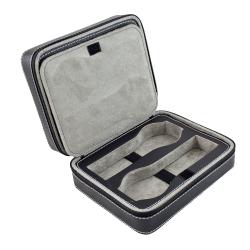 Compact Soft Black 4-Watch Travel Case
