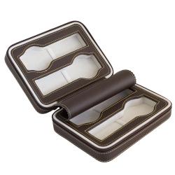 Compact Soft Leatherette 4-Watch Travel Case
