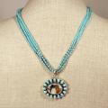 Peyote Bird Designs Sterling Silver Turquoise and Porcelain Necklace (USA)