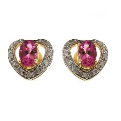 D'sire 10k Gold Pink Tourmaline and 1/5 TDW Diamond Earrings (H-I, VS1-VS2)
