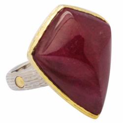 De Buman 18k Yellow Gold and Sterling Silver Ruby Ring