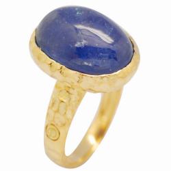 De Buman 18k Yellow Gold over Sterling Silver Tanzanite Ring