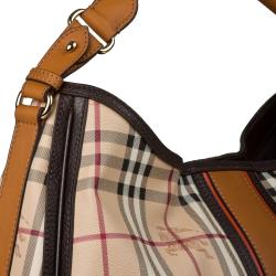 Burberry Signature Haymarket Equestrian Knight Hobo Bag
