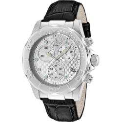 Invicta Men's 'Elite' Black Genuine Calfskin Leather Chronograph Watch