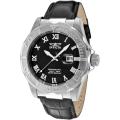 Invicta Men's 'Pro Diver' Black Genuine Calfskin Leather Watch