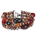 New! Silvertone Multi-colored Gemstone and FW Pearl Bracelet (6.5-7.5 mm)