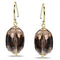 New! Sterling Silver 32ct TGW Smokey Quartz Dangle Earrings