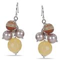 Sterling Silver 30ct TGW Multi-colored Agate and FW Pearl Earrings