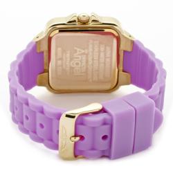 Invicta Women's 'Angel' Light Silver Dial Neon Purple Rubber Watch