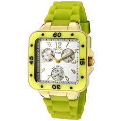 Invicta Women's 'Angel' Light Silver Dial Neon Green Rubber Watch