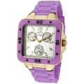 Invicta Women's 'Angel' Light Silver Dial Neon Purple Rubber Watch