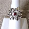 Sterling Silver Garnet Sunflower Ring (Thailand)
