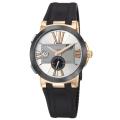 Ulysse Nardin Men's 'Gmt DualTime' Silver Dial Black Strap Watch