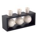 DonnieAnn Triple White Vase with Black Base