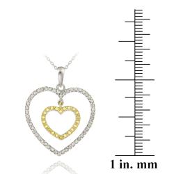 18k Gold over Silver 1/2ct TDW Diamond Double Heart Necklace (I-J, I2-I3)