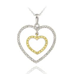 18k Gold over Silver 1/2ct TDW Diamond Double Heart Necklace (I-J, I2-I3)