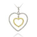 18k Gold over Silver 1/2ct TDW Diamond Double Heart Necklace (I-J, I2-I3)