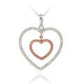 Rose Gold and Silver 1/2ct TDW Diamond Double Heart Necklace (I-J, I2-I3)
