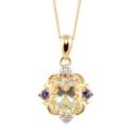 Michael Valitutti 14k Yellow Gold Desert Sunstone, Iolite and Diamond Necklace (I-J, I1-I2)