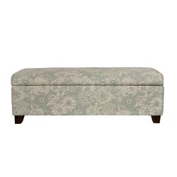 angelo:HOME Kent Vintage Sea Foam Blue Floral Wall Hugger Trunk Storage Ottoman