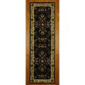 Indo Hand-tufted Mahal Black/ Ivory Wool Rug (2'4 x 7'7)