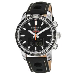 Chopard Men's 'Miglia Monaco' Black Dial Black Leather Strap Watch