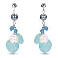 Sterling Silver Multi-gemstone and Pearl Earrings (6-10 mm)