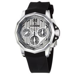 Corum Men's 'Admiral Cup' Grey Chronograph Dial Black Strap Watch