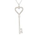 Sterling Silver 1/8ct TDW Diamond Heart Key Necklace (I-J, I2-3)