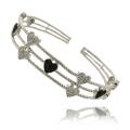 Sterling Silver 1/4ct TDW Black and White Diamond Heart Bracelet (I-J, I2-I3)