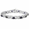 Silver Lab-created Sapphire and 1/4ct TDW Diamond Bracelet (J-K, I3)