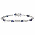 Sterling Silver 1/4ct TDW Diamond and Created Sapphire Bracelet (J-K, I3)