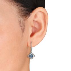 Miadora10k White Gold 1/2ct TDW Blue and White Diamond Dangle Earrings (G-H,I1-2)