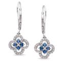Miadora10k White Gold 1/2ct TDW Blue and White Diamond Dangle Earrings (G-H,I1-2)