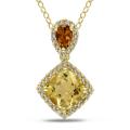 Yellow Silver Citrine and 1/6ct TDW Diamond Necklace (G-H,I2-I3)