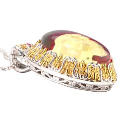 Michael Valitutti Two-tone Carved Red Amber and Garnet Necklace