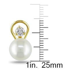 14k Yellow Gold 2/5ct TDW Diamond and Akoya Pearl Earrings (G-H, I1)