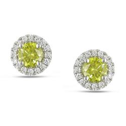 18k White Gold 1/2ct TDW Yellow and White Diamond Earrings (G-H, SI1-2)