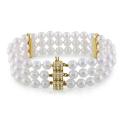 14k Yellow Gold 3/8ct TDW Diamond and Akoya White Pearl Bracelet