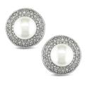 14k White Gold 3/4ct TDW Diamond and South Sea Pearl Earrings (G-H, I1)