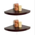 Walnut Veneer Corner Radial Shelves (Set of 2)