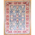 Afghan Hand-knotted Vegetable Dye Oushak Blue/ Burgundy Wool Rug (9'2 x 12')